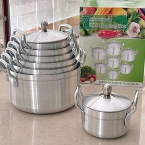 Ensemble de 7 Casseroles en Aluminium avec Couvercles – Polyvalent