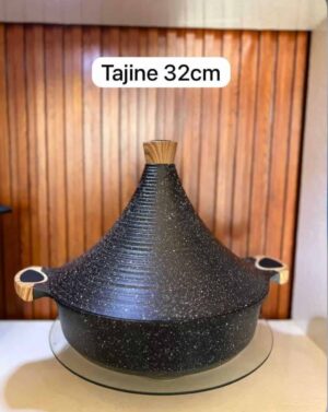 TAJINE (1) Tajine Noir 32cm - Authentique Tajine Marocain en Céramique Naturelle