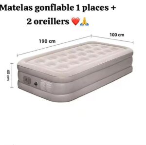 Matelas Gonflable 1 Place avec Pompe Électrique Intégrée