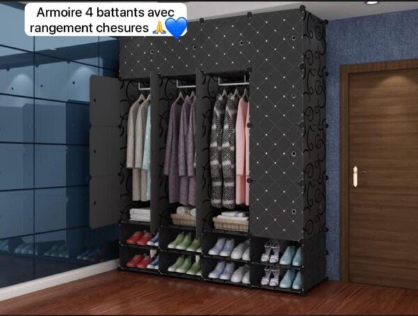 IMG-20250901-WA0092 armoire plastique démontable, meuble rangement 4 battants.