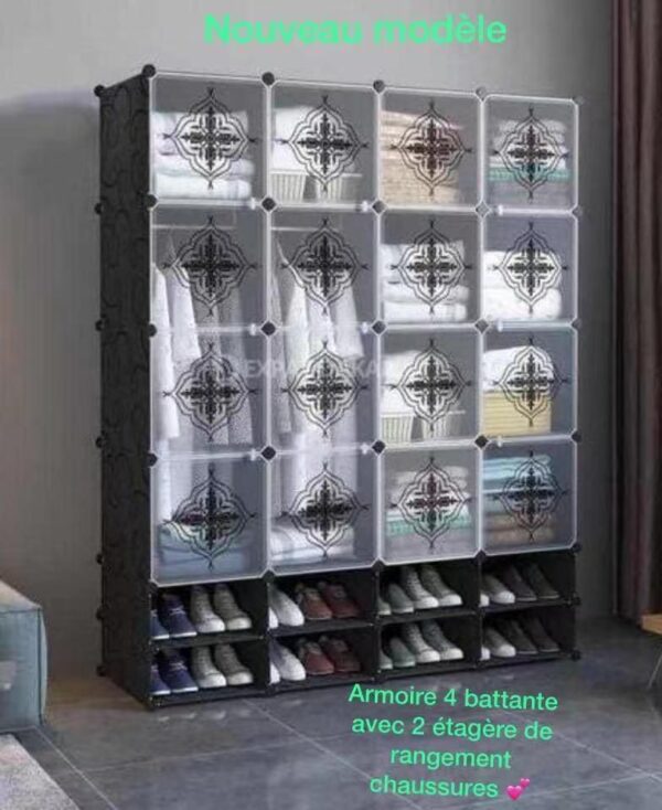 IMG-20250901-WA0097 armoire plastique démontable, meuble rangement 4 battants.